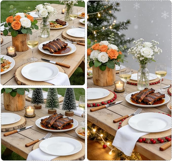 8Pcs Large Wood Centerpieces for Tables, 8-9 Inches Rustic Wood Slices for Centerpieces, Natural Wooden Centerpieces for Tables Wedding, Party, Rustic Decor, Art Creation