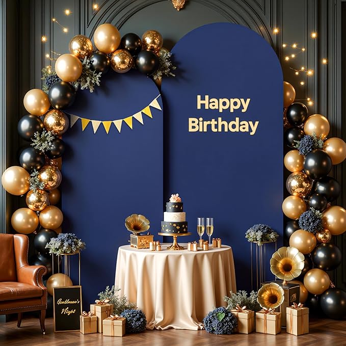 Navy Blue Arch Cover 2 Set-7.2FT, 6FT Arch Backdrop Cover Spandex Fitted Wedding Arch Stand Covers for Bridal Shower Wedding Baby Shower Birthday Party Banquet Photo Background Decorations