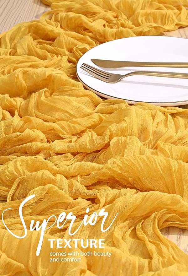 18 Pack Cheesecloth Table Runner 10FT Gold Table Runner Boho Gauze Cheese Cloth Table Runners Long Rustic Sheer Table Decorations for Wedding Party Baby Bridal Shower Birthday Holiday Home