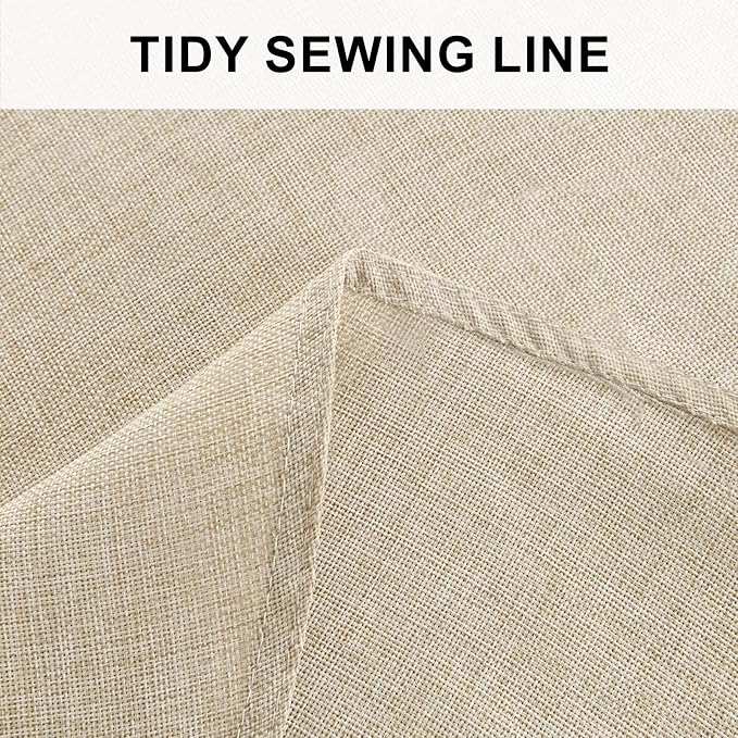 Hiasan Round Linen Tablecloth 60 Inch - Table Cloth Round Tablecloth Wrinkle and Stain Resistant Washable Polyester Fabric for Dining Room Kitchen Party, Beige