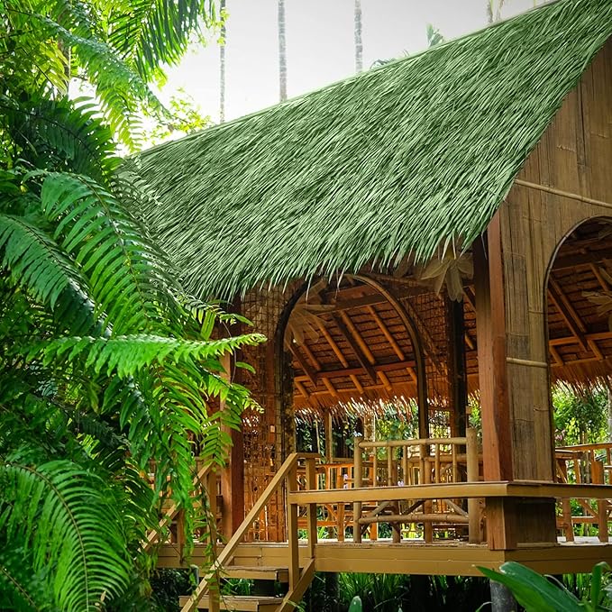 Mexican Tiki Hut Grass Skirting Roof Tiki Bar Grass Duck Blind for Thatch Roofing Bar Decorations Roll Palm Palapa Straw Thatch Roof for Fence Party(Jungle Green,79 x 15 Inch)