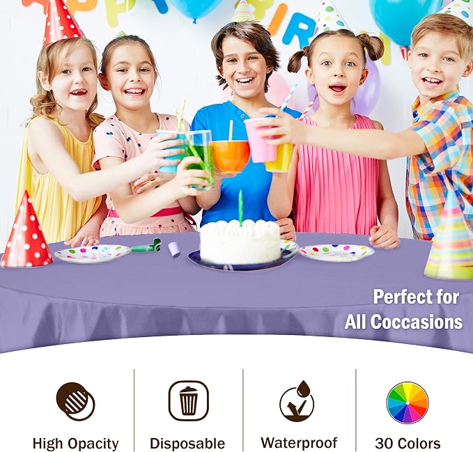 Exquisite Lavender Round Tablecloths Plastic Table Cloth Disposable 48 Pack 84" Inch Round Table Cloth Disposable Lavender Tablecloths Plastic Tablecloth Indoor/Outdoor Tablecloth Party Supplies
