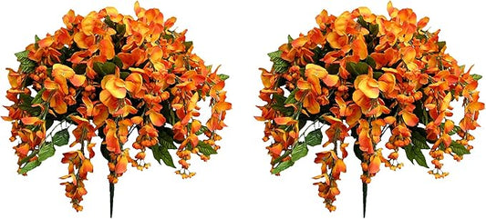 Admired by Nature 2pcs of 15 Stem Autumn Wisteria Hanging Plants - for Home Decor, Thanksgiving, Halloween Faux Plants, Events and Crafts - Pumpkin Color