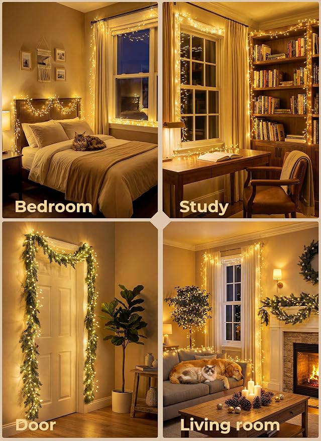 Fairy Lights Plug in for Bedroom Classroom | 10FT 388-LED Classroom Lights Flowing with 14 Modes,Twinkle Lights,Christmas Lights Indoor Outdoor