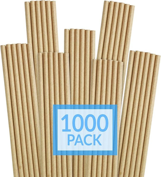 Reli. 1000 Pack Paper Straws (Kraft Brown) | Paper Straws for Drinking - Disposable, Biodegradable/Eco-Friendly | Use for Crafts, Party Decoration/Supplies, Restaurants, Juice (Brown)