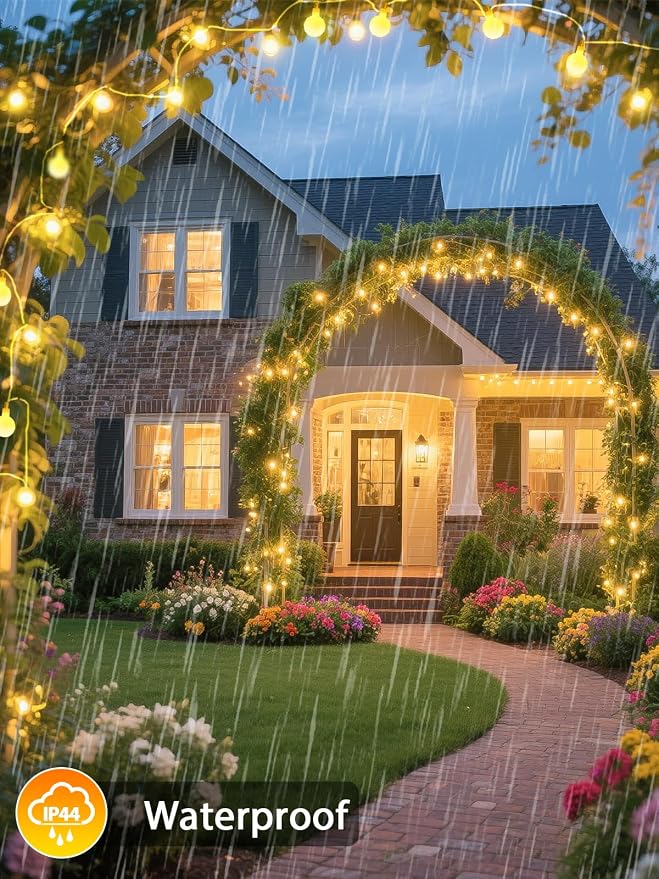 2026 New Connectable 43FT Smart Voice Controlled Globe String Lights Indoor Outdoor | 100LED Warm White Classroom Fairy Lights for Bedroom with Remote & Timer, 12 Modes Waterproof Classroom Decor
