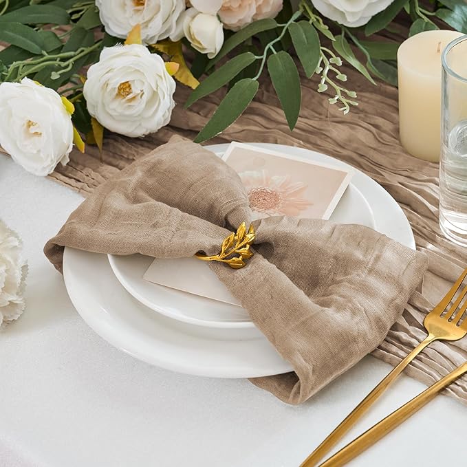 50 Pack Cheesecloth Napkins 20"x20" Nude Boho Gauze Cheese Cloth Napkins Bulk Rustic Dinner Table Decor for Wedding Bridal Baby Shower Party