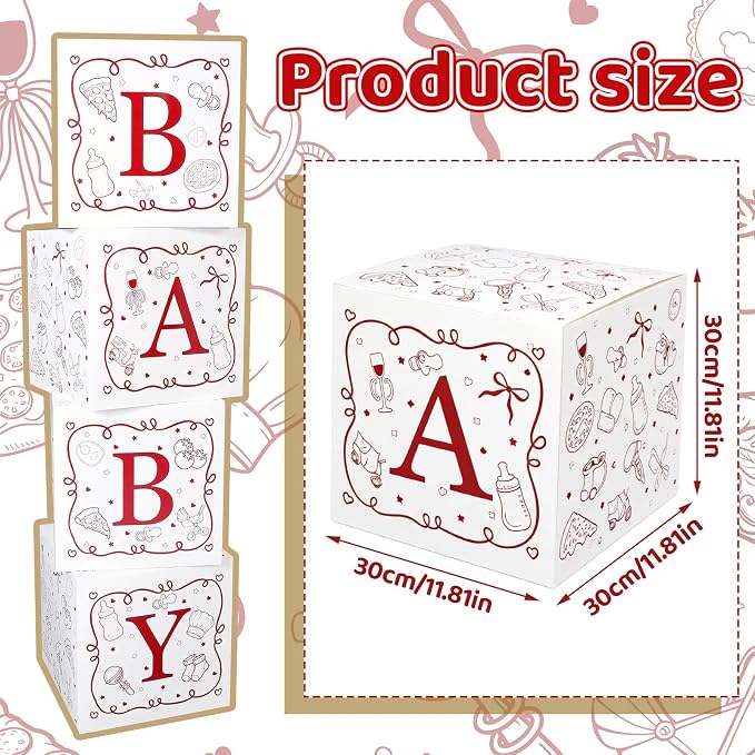 Vicenpal Special Delivery Pizza Baby Shower Boxes with Letters for Baby Shower Decorations Italian Pizza Gender Reveal Decoration Photo Prop Set of 4 Birthday Party Favors
