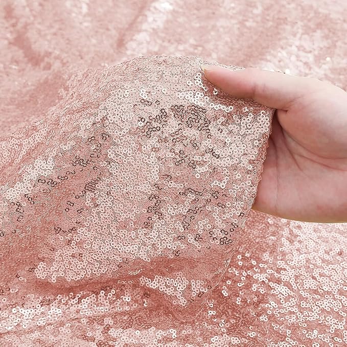 Sugargirl Rose Gold Sequin Backdrop Curtain 4FTx8FT Glitter Rose Gold Background Drapes Sparkle Photography Backdrop for Party Wedding Birthday Wall Decoration(1 Panel)