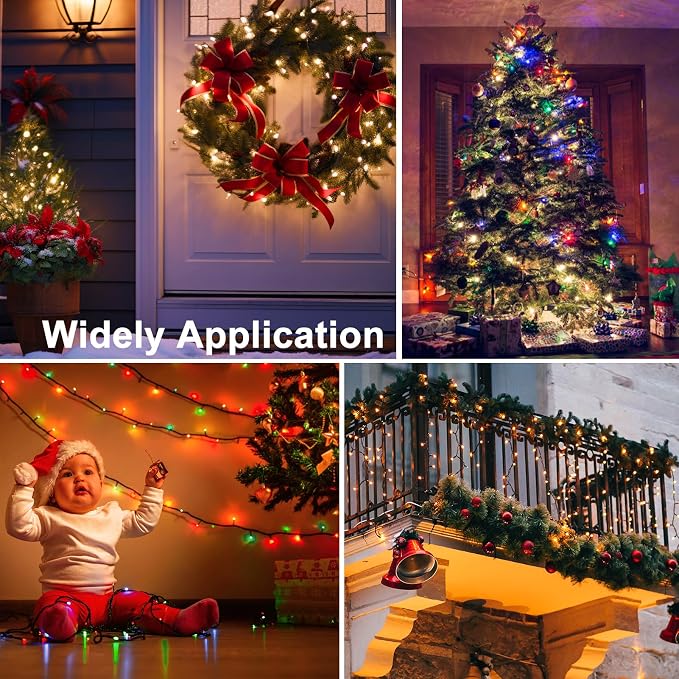66Ft 200LED Battery Christmas Lights Color Changing String Lights for Home | Green Wire,Remote, Timer, 12 Lighting Modes,Waterproof,Fairy Lights for Bedroom Wreath Wedding Christmas Decor