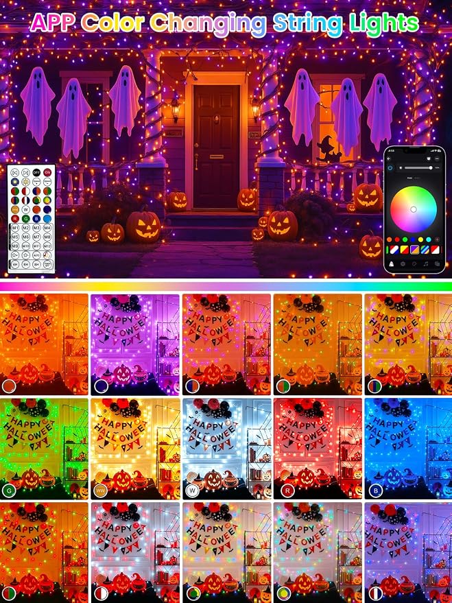 Smart Color Changing Christmas Lights with Remote & App Control, 132 FT 400 LED RGB String Light with Timer, Music Sync Multiple Modes Twinkle Christmas Tree Light Waterproof Indoor Outdoor Xmas Decor