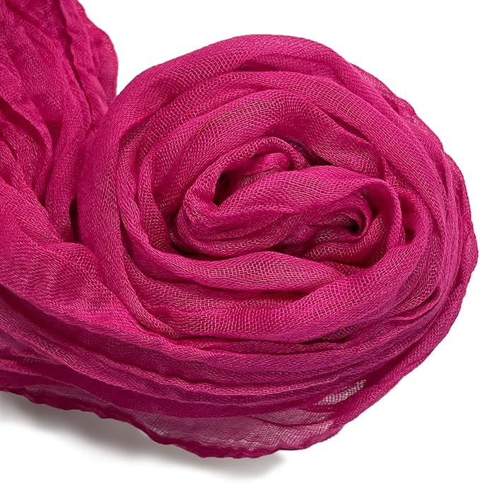3 Pack Hot Pink Valentine's Day Cheesecloth Table Runner-13.3ft Pink Gauze Table Runner Sheer 160in Long Cheese Cloth Runner- Hot Pink Table Decoration for for Wedding, Birthday, Bridal Baby Shower