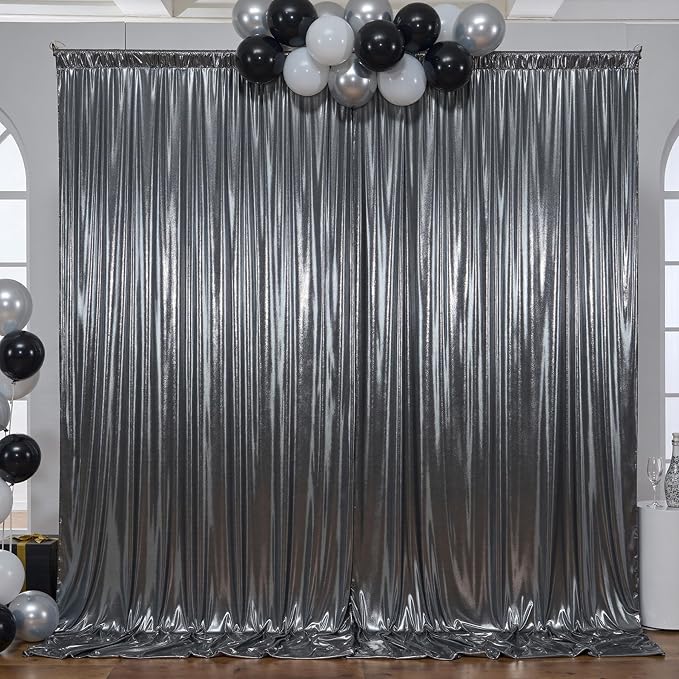 20×10FT Silver Black Backdrop Curtain Shimmer Sequin Photo Backdrop Drapes for Wedding Party Background Birthday Graduation Back Drop Bridal Baby Shower Christmas Halloween Stage Decor