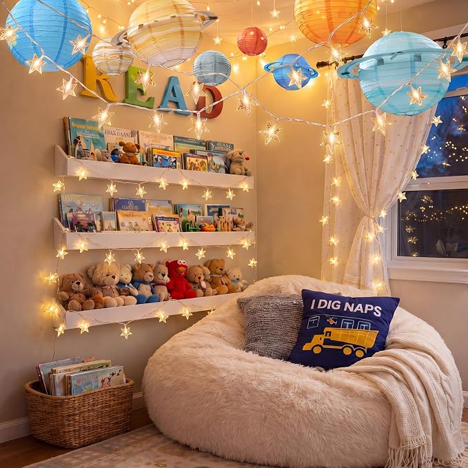 VioraWhite 2026 Space Celing Decoration for Classroom VBS Outer Space Party, Star Hanging Ornament, Solar System Paper Lantern for Galaxy Themed Birthday Baby Shower Decor Supplies