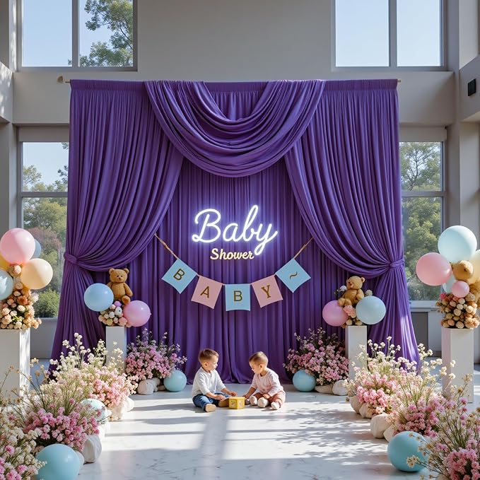 Gallety Lavender Backdrop Curtain for Wedding, Polyester Photo Backdrop Drapes - 40FT x 10FT Party Curtain Backdrops for Celebration,Photography, Graduation,Engagement Party Decorations