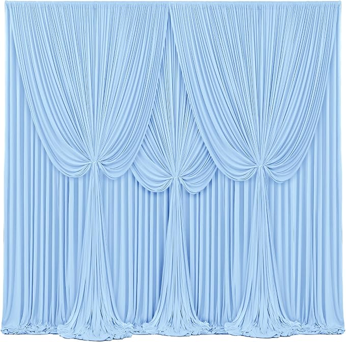 10x12 Baby Blue Backdrop Curtains for Wedding Party Wrinkle Free Backdrops Curtain Drapes Fabric Decorations Photo Back Drop Cloth for Baby Shower Photography Stage Reception 5ft x 12ft,2 Panels