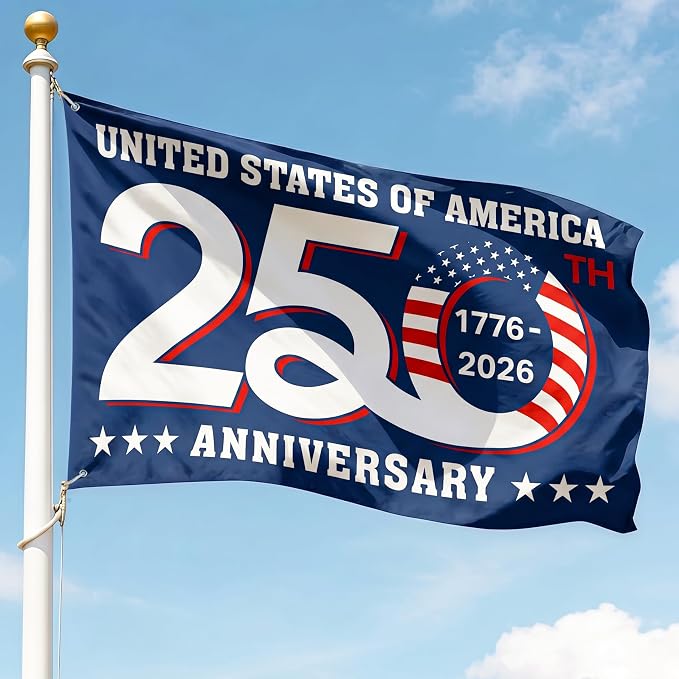 FLAGWIX American 250 Years Anniversary Flag - Polyester Double-sided Yard Flags For Outside Grommet Flag, 4x6 ft - 4th of July Decorations for Home Yard Garden Decor Banner, Gifts For Men Women