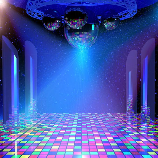BELECO Disco Party Backdrop 10x10ft Fabric Vintage 70s 80s 90s Disco Ball Stage Backdrop Night Club Neon Music Birthday Backdrop Disco Theme Party Decorations Let's Glow Crazy Backdrop Studio Props