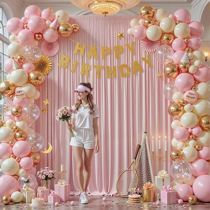 2 Panles Dusty Rose Backdrop Curtains - Wrinkle Free Fabric Backdrop Curtain for Photoshoot,10ft Wedding Party Photo Backdrop Drapes for Birthday Baby Shower Photography Stage Background Decorations
