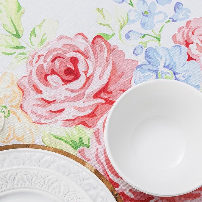Maison d' Hermine Table Cloth Round Table 100% Cotton 69 Round Inches Tablecloth Reusable Decorative for Dining Kitchen Room Farmhouse Party Home Hotel Restaurant Spring Summer - Vintage Floral