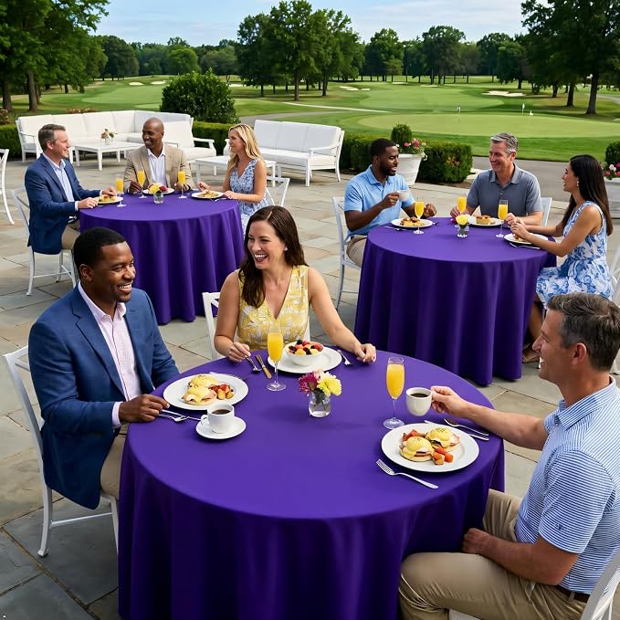 8 Pack Purple Round Tablecloth 90 Inch Round Table Cloth, Wrinkle Resistant and Washable Tablecloth Polyester Fabric Table Cloth Round Cover for Dining Wedding Banquet Party