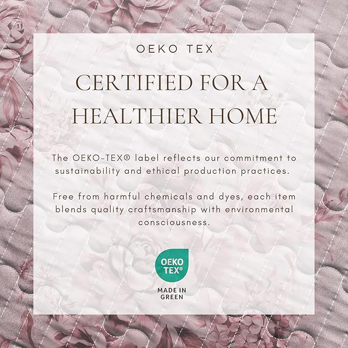 Great Bay Home Twin/Twin XL 100% Cotton Quilt Set with Shams - Vintage Pink Floral Prints - Lightweight, Breathable, All-Season Bedding - 2-Piece Twin Bed Set (Dusty Rose)