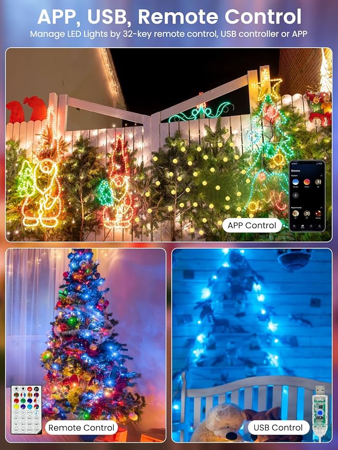 LORRYTE Smart Color Changing String Lights Indoor for Bedroom, 33FT 66LED App Control LED Globe Fairy Lights Plug in with Remote for Girl's Room Party Bedroom Classroom Christmas Fall Decorations