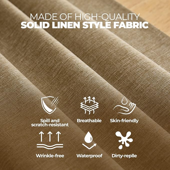 Decorelia Faux Linen Waterproof Tablecloth,Natural,104" x 60" (Rectangular)