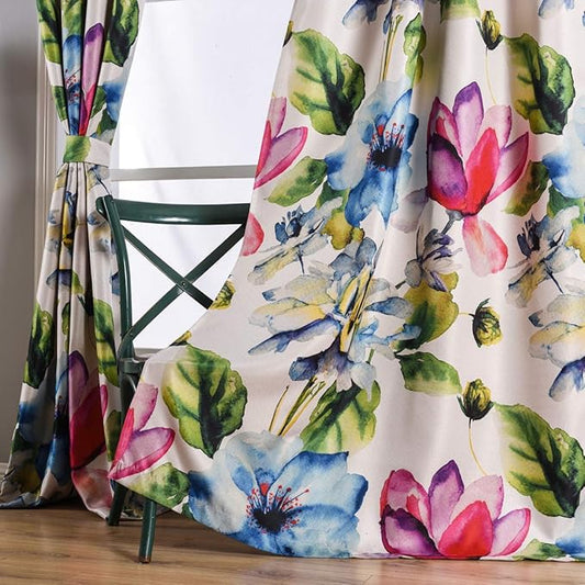 Taisier Home Stylish Living Elegant Abstract Colorful Curtains Printed,Colorful Flower Curtain Printed,Fashion Curtains 84 Inch Lenth for Bedroom(Floral Print Curtain 1 Piece)