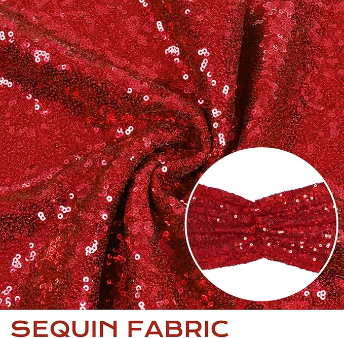 Eternal Beauty Set of 100 Sequin Bow Sashes Red Chair Sashes for Wedding Hotel Party Banquet Chair Cover Decorations