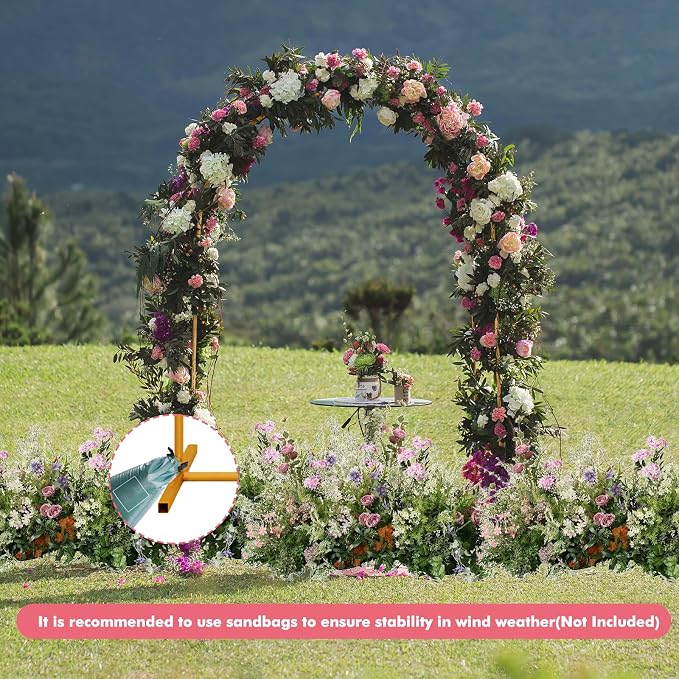 GOJAWAY 6FT Backdrop Stand Metal Arch Gold Wedding Arch Stand Arched Backdrop Frame for Birthday Party Baby Shower Graduation Ceremony Decoration