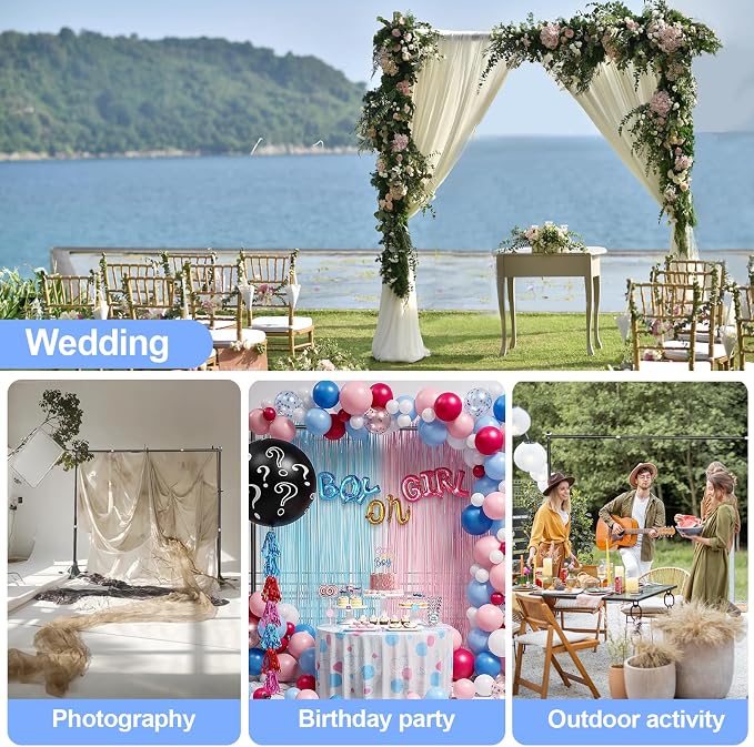 10x8.5ft(WxH) Upgraded Heavy Duty Backdrop Stand, Pipe and Drape Stand Kit with Cross Base, Photo Background Stand for Parties, Wedding, Photography-Quick Installation