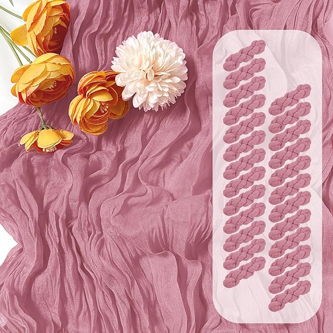 25 Pack Dusty Rose Cheesecloth Table Runner 17 x 108 Inch Gauze Table Runner Fabric Semi Sheer Cheese Cloth Table Decor Bulk for Rustic Romantic Wedding Baby Shower Table Decoration
