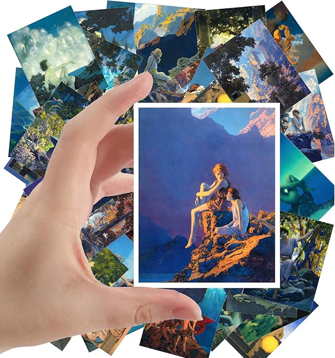 Large Stickers (24 pcs 2.5"x3.5") Amazing Lanscapes and Beautiful People Vintage Wall Art Illustration