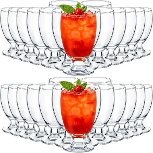 Patelai Set of 30 Water Goblet, 10.5 oz Clear Drinking Glasses Bulk Dishwasher Safe, Stemmed Water Glass for Juice Wine Beer Tea Sangria Cold Beverages, Reusable Glassware for Home Party Restaurant