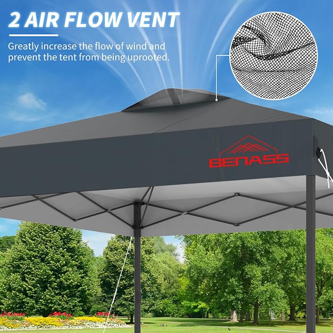 10x10 Pop Up Canopy, Easy Up Canopy Tent, Heavy Duty Tents for Parties, One Person Easy Set Up Event Tent, Grey