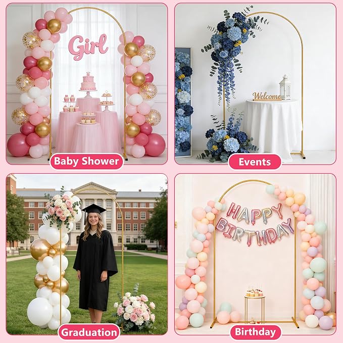6FT Arch Backdrop Stand,Wedding Arch Backdrop Stand,Balloon Arch Stand Metal Frame for Birthday Wedding Baby Shower Party Garland Ceremony Decor