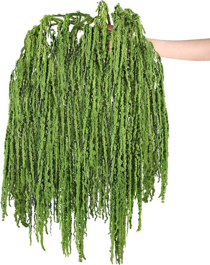 Suncalla Forest Green Spring Natural Dried Amaranthus Hanging Flowers Amaranthus Artificial Flowers for Wedding Arch Bouquet Floral Garland Wall Home Decoration (23 Inch,12 Pcs)
