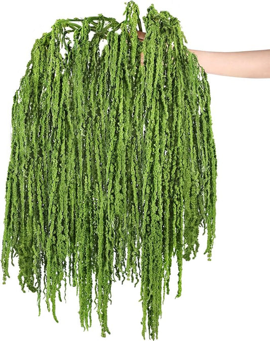 Suncalla Forest Green Spring Natural Dried Amaranthus Hanging Flowers Amaranthus Artificial Flowers for Wedding Arch Bouquet Floral Garland Wall Home Decoration (23 Inch,12 Pcs)