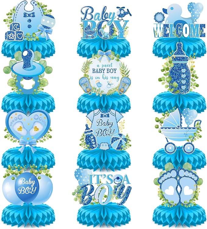 It's a Boy Baby Shower Centerpieces Baby Shower Table Centerpieces Bloom Table Display with Letters A Sweet Baby Boy is on His Way Gender Reveal Decorations for Boy Birthday Supplies (Paper)