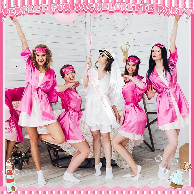 JaGely Bride Captain Hat with Veil, Bachelorette Sash & Sunglasses for Bridal Shower Bachelorette Party Decor Accessories(Funny Style)