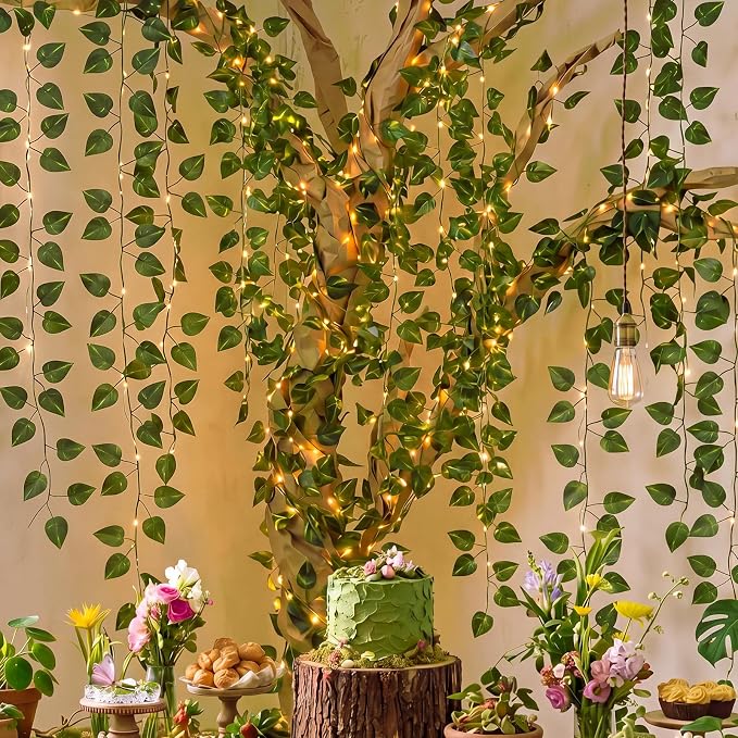 Yinder 41 Pcs Jungle Theme Decoration Set Artificial Hanging Vine Rainforest Greenery Leaves Vines Decor for Classroom VBS Tropical Forest Safari Party Indoor Outdoor Room Wall DIY Decor (Pothos Leaf)