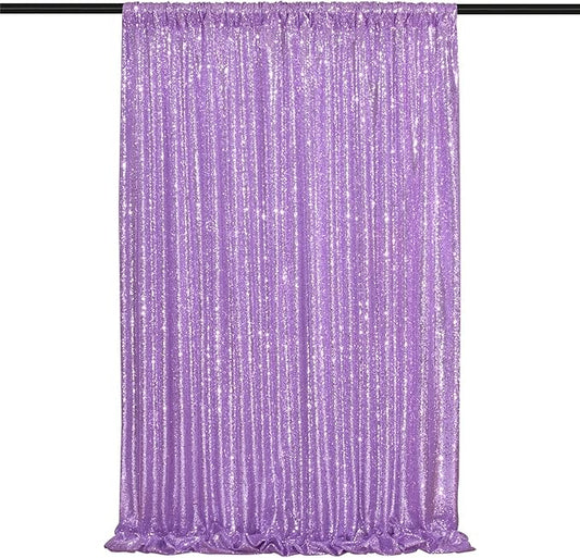 Lavender Sequin Backdrop Curtains-1 Panel 5FTx8FT Light Purple Backdrop for Wedding, Glitter Party Decorations Background Drapes for Birthday Party Anniversary Graduation Photo Booth Decor