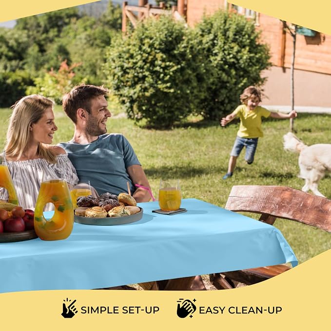 Party Solids 66% Thicker Premium Sky Blue Plastic Table Cover Roll 40" X 300' Table Cloth Plastic Cover Roll Quality Thick Banquet Rolls Disposable Tablecloth Rolls Strong American Based Company