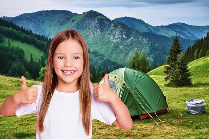 Camping Adventure Backdrop Mountain Forest Outdoor Travel Hiking Photography Background Mountain Pine Trees Nature Landscape Grassland Camping Tents Backdrop Decors Kids Birthday Party Props 20x10ft