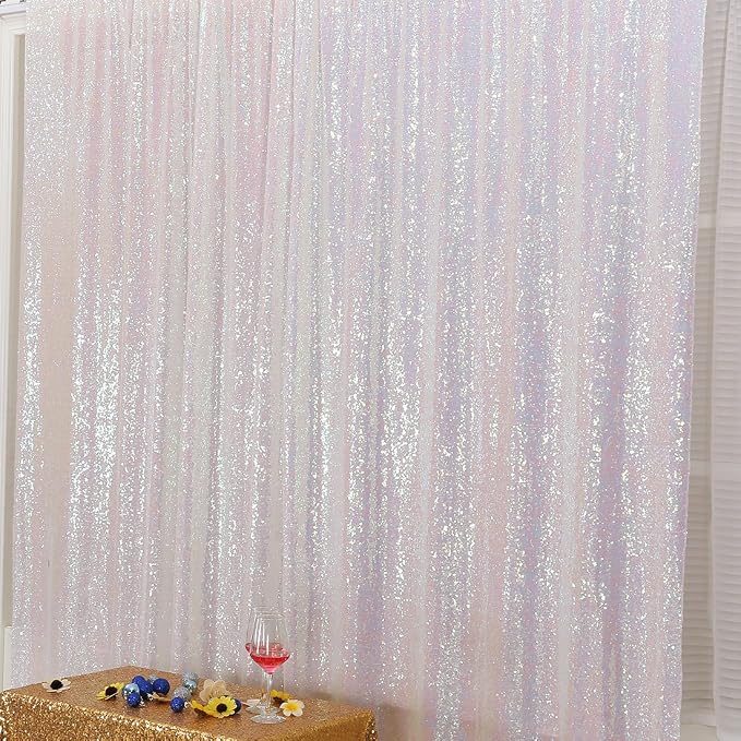 Poise3EHome 5FT x 7FT Iridescent Sequin Photography Backdrop Curtain for Party Decoration
