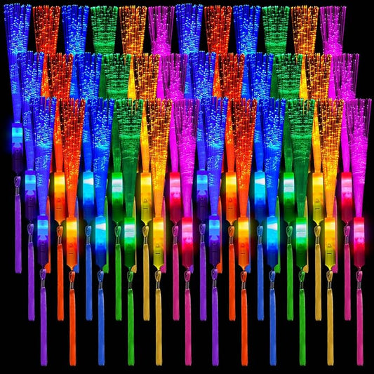Zhanmai 24 Pieces Upgraded Glow Fiber Wands Sticks K-pop Concert LED Light Fiber Optic Wands LED Flashing Glow Sticks Bulk for Wedding Party Favors(Mixing Color)