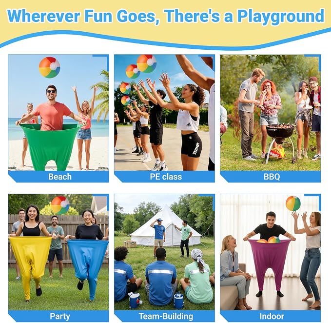 Granny Pants Yard Game Sets,4Pcs Granny Pants Equipped with 20 Bouncy Balls and 2 Pump,Outdoor Games for Adults and Family,Granny Pants Game for Garden Party and Field Day.