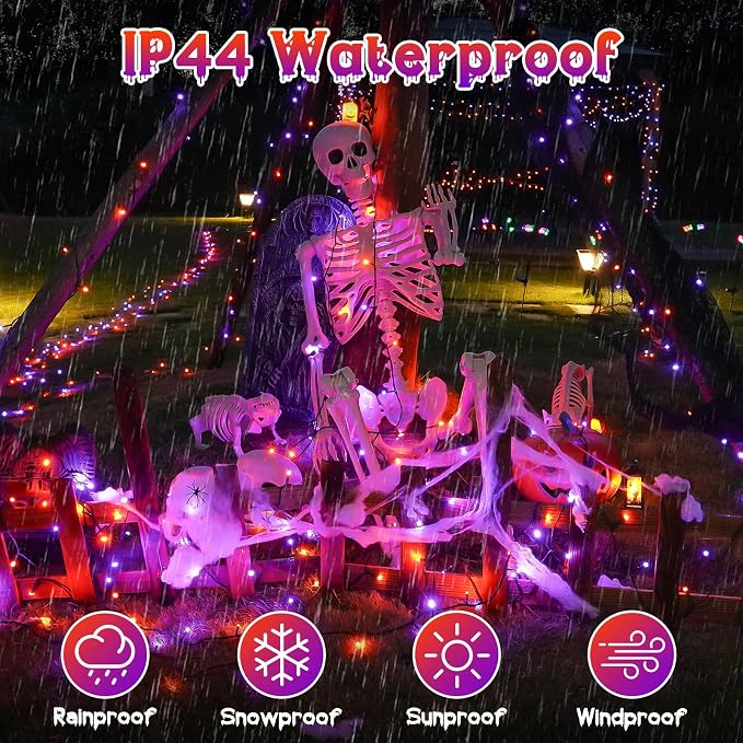 Purple & Orange Halloween Lights, 95ft 240Led 13 Modes String Lights Plug in, Twinkle Light with Timer Indoor/Outdoor for Tree Party Halloween Decorations