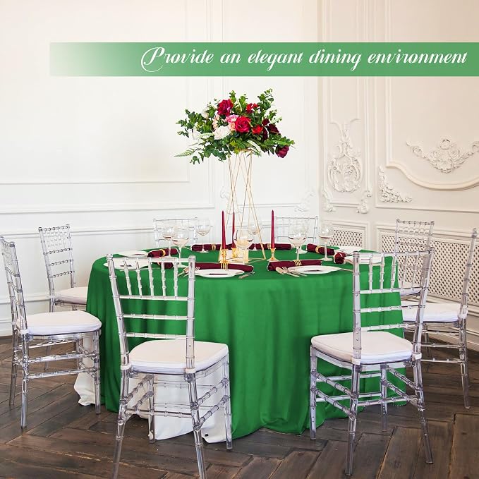 12 Pack Round Tablecloth 90 inch Green Table cloths for Round Tables,Stain and Wrinkle Resistant Washable Polyester Tablecloths Green Table Cloth Table 90 inchround Table Cloth for Wedding Party